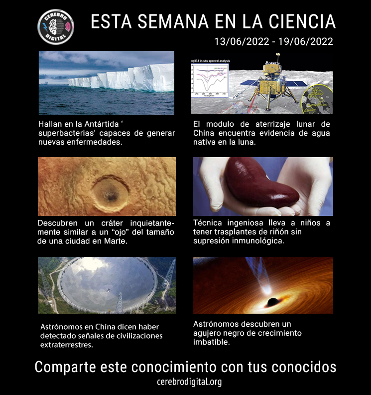 
Estos son algunos de los sucesos más relevantes en la ciencia en la semana del 13 al 19 de junio del 2022 #SemanaenlaCiencia