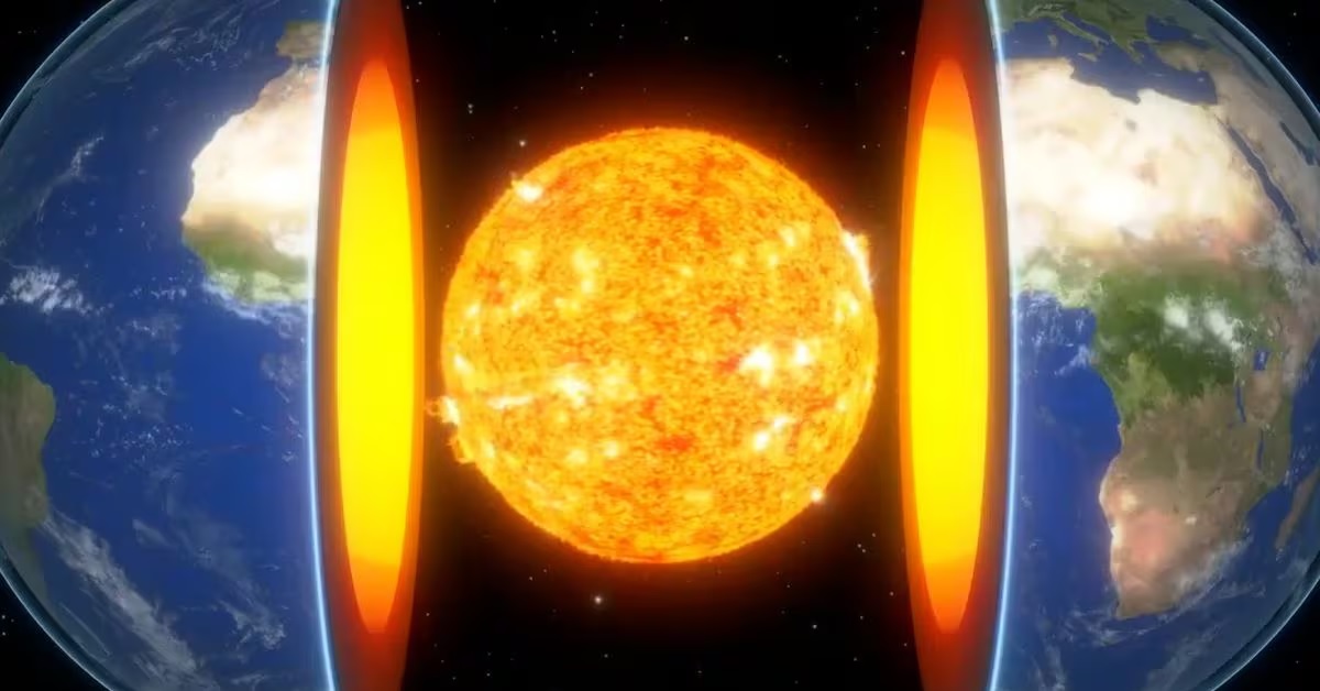 nucleo interno de la tierra en el espacio